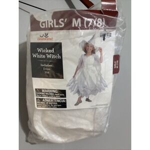 Girls Halloween Costume Wicked White Witch Good Witch Medium 7-8 Open Bag